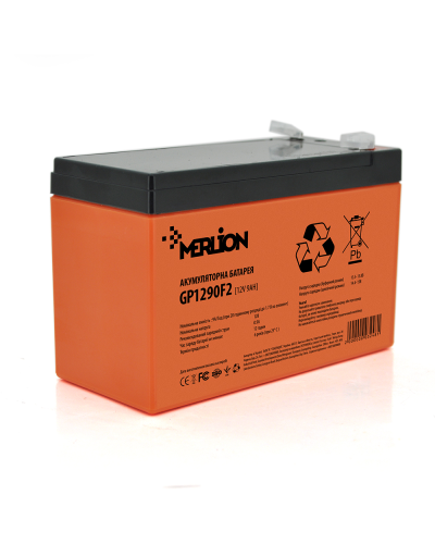 Аккумуляторная батарея MERLION AGM GP1290F2 PREMIUM 12 V 9 Ah ( 150 x 65 x 95 (100) ), 2.5kg Orange Q10