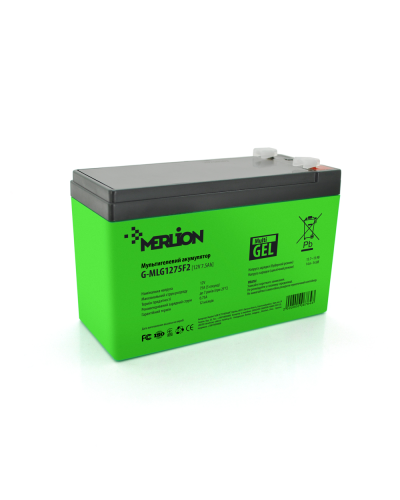 Аккумуляторная батарея MERLION G-MLG1275F2 12 V 7,5 Ah ( 150 x 65 x 95 (100) ), 2.075 kg Green Q10