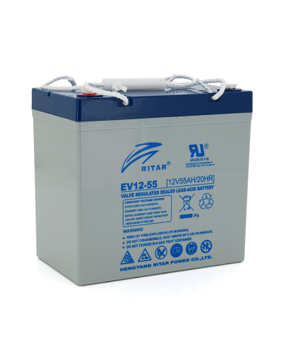 Тяговый аккумулятор RITAR EV12-55,12V 55Ah, M5 ( 229 х 138 х 211(216) ),16,5kg Q1