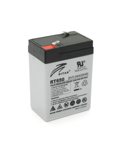 Аккумуляторная батарея AGM RITAR RT650, Gray Case, 6V 5Ah ( 70х47х 99 (107) ), 0.695 kg Q20