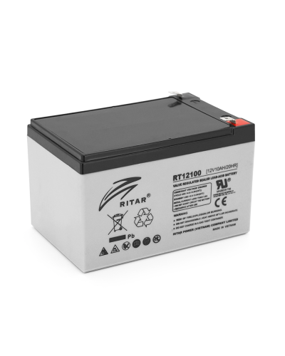 Аккумуляторная батарея AGM RITAR RT12100, Gray Case, 12V 10.0Ah ( 151 х 65 х 111 (117 ) ), 3.10kg Q10