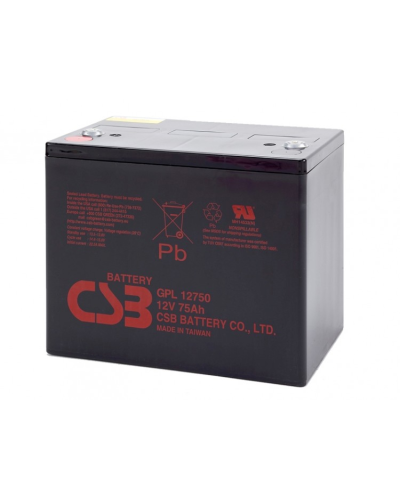 Аккумуляторная батарея CSB GPL12750, 12V 75Ah (261х168х215мм), 23.5 kg