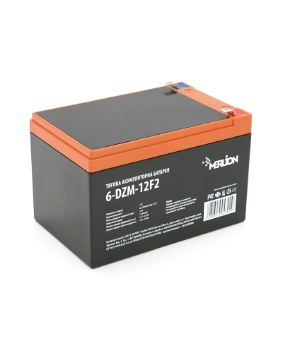 Тяговая аккумуляторная батарея AGM MERLION 6-DZM-12, 12V 12Ah F2 (151х98х101 мм) , 4.13 kg Orange Q3