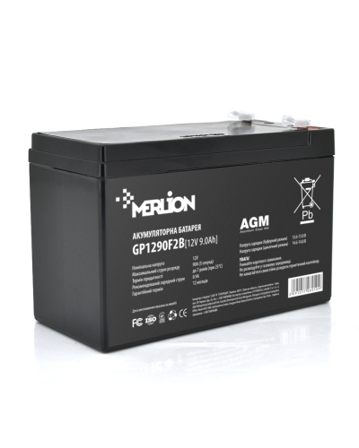 Аккумуляторная батарея MERLION AGM GP1290F2B 12 V 9 Ah ( 150 x 65 x 95 (100) ), 2.175kg Black Q10/480