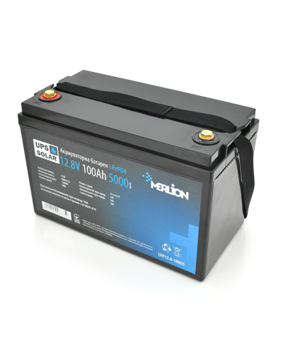Литий-железо-фосфатный аккумулятор Merlion LiFePO4 12.8V 100AH,(4S1P/BMS-50A), (330x173x220), 10,3kg до 5000 циклов