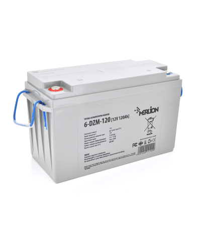 Тяговая аккумуляторная батарея AGM MERLION 6-DZM-120, 12V 120Ah. М8 ( 407 x 177 x 225) Q1