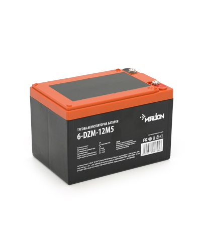Тяговая аккумуляторная батарея AGM MERLION 6-DZM-12, 12V 12Ah M5 (151х98х101 мм) Orange Q3