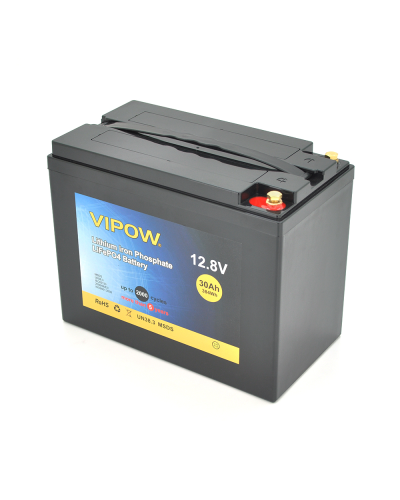 Аккумуляторная батарея Vipow LiFePO4 12,8V 30Ah со встроенной ВМS платой 25A (225*120*175), 4.5 kg