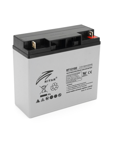 Аккумуляторная батарея AGM RITAR RT12180GL5, Gray Case, 12V 18.0Ah (177х75х167) Q4