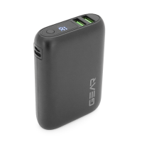 PowerBank GEAR 10000mAh PD22.5W Display, 1*Type-C, 2*USB-A + 1*microUSB, Total Output 5V-3A, Black