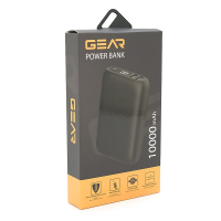 PowerBank GEAR 10000mAh PD22.5W Display, 1*Type-C, 2*USB-A + 1*microUSB, Total Output 5V-3A, Black
