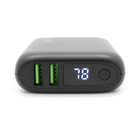 PowerBank GEAR 10000mAh PD22.5W Display, 1*Type-C, 2*USB-A + 1*microUSB, Total Output 5V-3A, Black