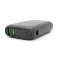 PowerBank GEAR 10000mAh PD22.5W Display, 1*Type-C, 2*USB-A + 1*microUSB, Total Output 5V-3A, Black