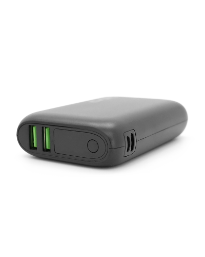 PowerBank GEAR 10000mAh PD22.5W Display, 1*Type-C, 2*USB-A + 1*microUSB, Total Output 5V-3A, Black