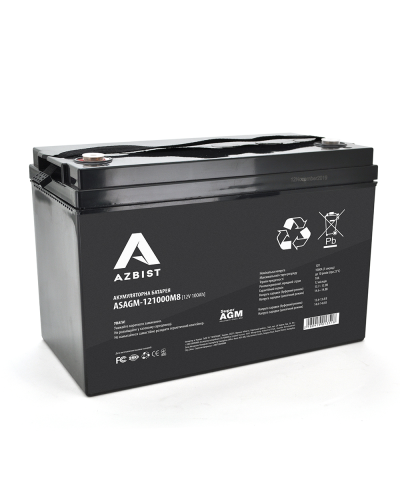 Аккумулятор AZBIST Super AGM ASAGM-121000M8, Black Case, 12V 100.0Ah ( 329 x 172 x 215 ),28,1kg Q1/36