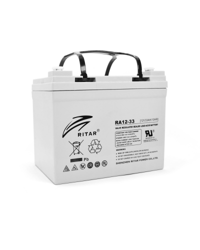 Аккумуляторная батарея AGM RITAR RA12-33, Gray Case, 12V 33.0Ah ( 195 x 130 x155 (168) ) Q1