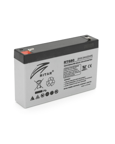 Аккумуляторная батарея AGM RITAR RT680, Gray Case, 6V 8Ah ( 151х34х94 (100) ), 1.2kg Q10