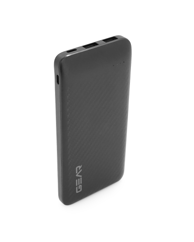 PowerBank GEAR 10000mAh 10W, Led indicator, 1*Type-C, 2*USB-A+1*micro-USB, Total Output 5V-2.1A, Black