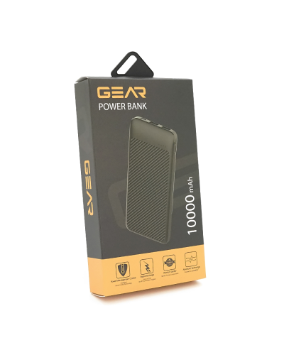 PowerBank GEAR 10000mAh 10W, Led indicator, 1*Type-C, 2*USB-A+1*micro-USB, Total Output 5V-2.1A, Black