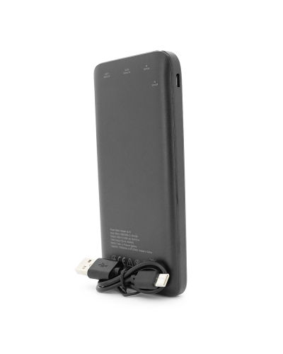 PowerBank GEAR 10000mAh 10W, Led indicator, 1*Type-C, 2*USB-A+1*micro-USB, Total Output 5V-2.1A, Black