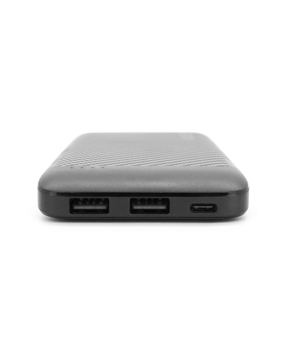 PowerBank GEAR 10000mAh 10W, Led indicator, 1*Type-C, 2*USB-A+1*micro-USB, Total Output 5V-2.1A, Black
