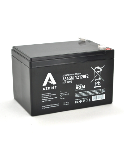 Аккумулятор AZBIST Super AGM ASAGM-12120F2, Black Case, 12V 12.0Ah (151х98х 95 (101) ), 3,5 kg Q6/192