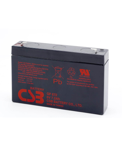 Аккумуляторная батарея CSB GP672, 6V 7.2Ah (151х34х100мм),1.22kg Q10