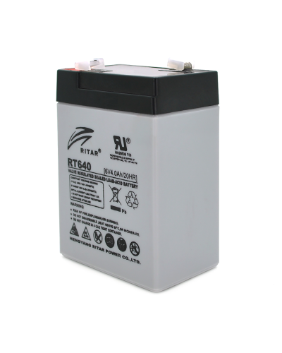 Аккумуляторная батарея AGM RITAR RT640, Black Case, 6V 4Ah ( 70х47х99 (107) ), 0.62 kg Q20
