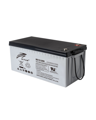 Аккумуляторная батарея CARBON RITAR DC12-200C, Black Case, 12V 200.0Ah, 2000-5000 циклов, до 15 лет срок службы, (522*219*224) Q1