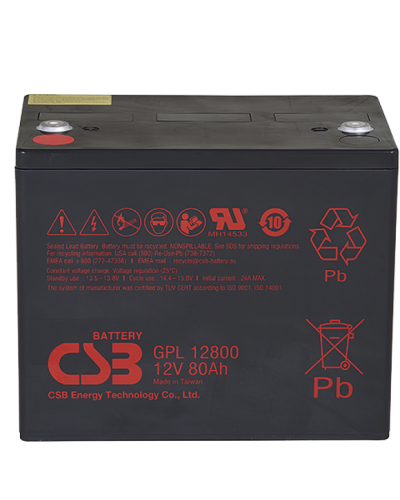 Аккумуляторная батарея CSB GPL12800, 12V 80Ah (261х168х210 (220), 25.6 kg