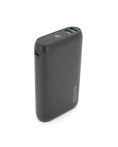 PowerBank GEAR 20000mAh PD22.5W Display, 1*Type-C, 2*USB-A + 1*micro USB, Total Output 5V-3A, Black