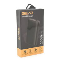 PowerBank GEAR 20000mAh PD22.5W Display, 1*Type-C, 2*USB-A + 1*micro USB, Total Output 5V-3A, Black