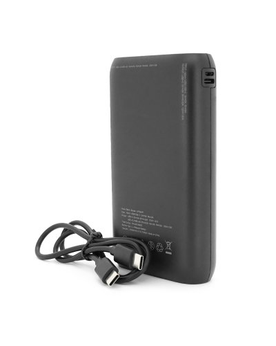 PowerBank GEAR 20000mAh PD22.5W Display, 1*Type-C, 2*USB-A + 1*micro USB, Total Output 5V-3A, Black