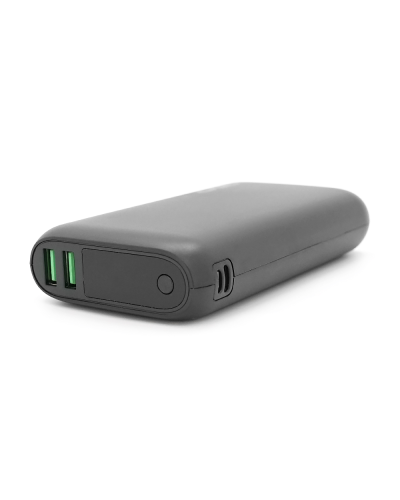 PowerBank GEAR 20000mAh PD22.5W Display, 1*Type-C, 2*USB-A + 1*micro USB, Total Output 5V-3A, Black