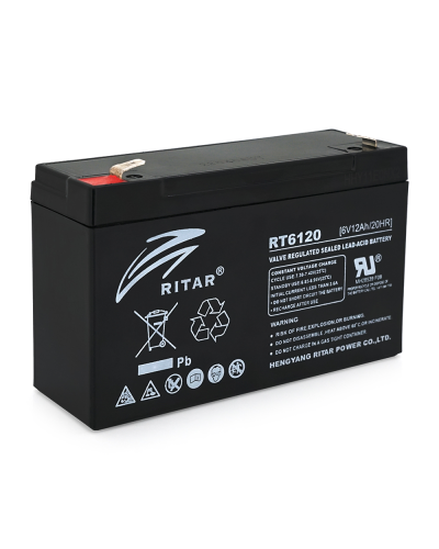 Аккумуляторная батарея AGM RITAR RT6120A, Black Case, 6V 12Ah ( 150 х 50 х 93 (99) ), 1.66kg Q10