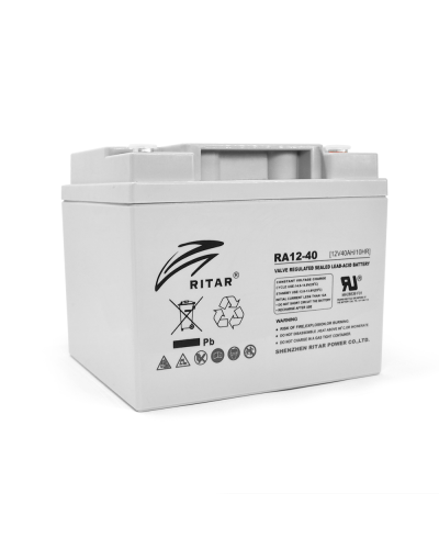 Аккумуляторная батарея AGM RITAR RA12-40, Gray Case, 12V 40.0Ah ( 198 x166 x 169 ) Q1