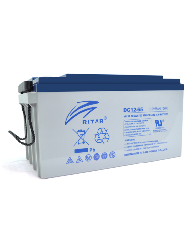 Аккумуляторная батарея AGM RITAR DC12-65, Gray Case, 12V 65Ah ( 350 х 167 х 182 ), 20 kg Q1
