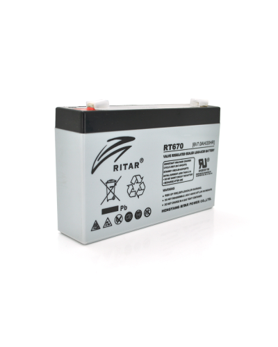 Аккумуляторная батарея AGM RITAR RT670, Black Case, 6V 7.0Ah ( 151х34х94 (100) ), 1.02 kg Q20