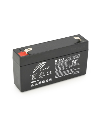 Аккумуляторная батарея AGM RITAR RT613, Black Case, 6V 1.3Ah ( 97х24х 52 (58) ), 0.305 kg Q20