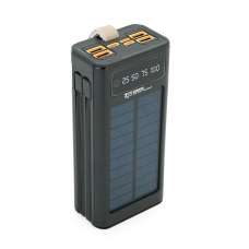 Powerbank 7GO GPW-09 30000mAh, Solar, 22.5W, Li-pol, LCD Display, Вход:Type-C, Выходы: 2xUSB Type-C, 4xUSB Type-A, кабеля T-C/Ligh, 0,70, Black, Box
