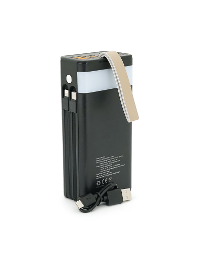 Powerbank 7GO GPW-09 30000mAh, Solar, 22.5W, Li-pol, LCD Display, Вход:Type-C, Выходы: 2xUSB Type-C, 4xUSB Type-A, кабеля T-C/Ligh, 0,70, Black, Box