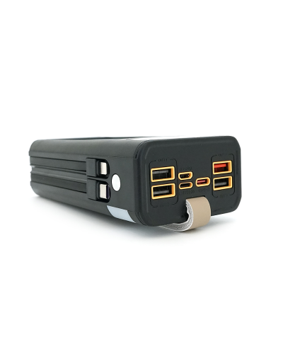 Powerbank 7GO GPW-09 30000mAh, Solar, 22.5W, Li-pol, LCD Display, Вход:Type-C, Выходы: 2xUSB Type-C, 4xUSB Type-A, кабеля T-C/Ligh, 0,70, Black, Box