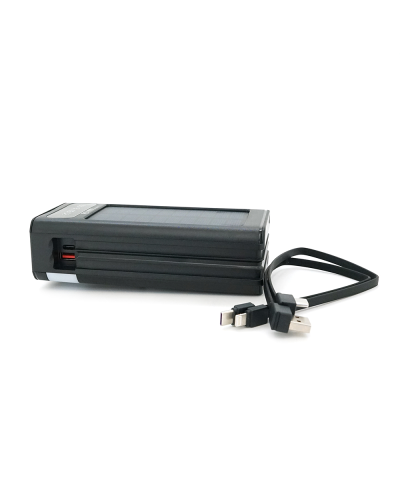 Powerbank 7GO GPW-09 30000mAh, Solar, 22.5W, Li-pol, LCD Display, Вход:Type-C, Выходы: 2xUSB Type-C, 4xUSB Type-A, кабеля T-C/Ligh, 0,70, Black, Box