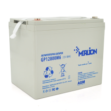 Аккумуляторная батарея MERLION AGM GP12800M6 12 V 80 Ah ( 260 x 165 x 210 (215) ), 20.8 kg, Grey, Q1/48