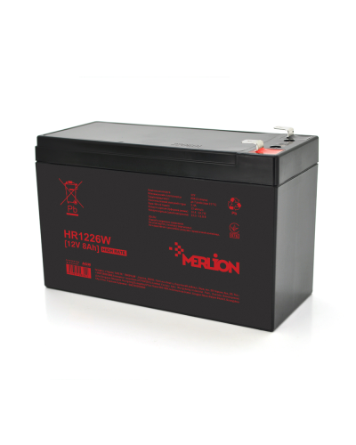 Аккумуляторная батарея MERLION HR1226W, 12V 8Ah ( 151 х 65 х 94 (100) ), 2.2 kg Black Q10/420