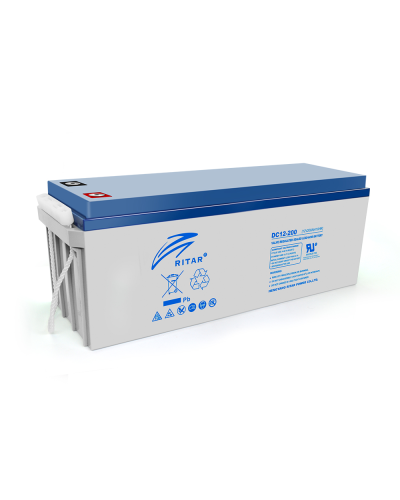 Аккумуляторная батарея AGM RITAR DC12-200, Gray Case, 12V 200Ah ( 522 х 240 х 219 (224) ), 60 kg Q1/18