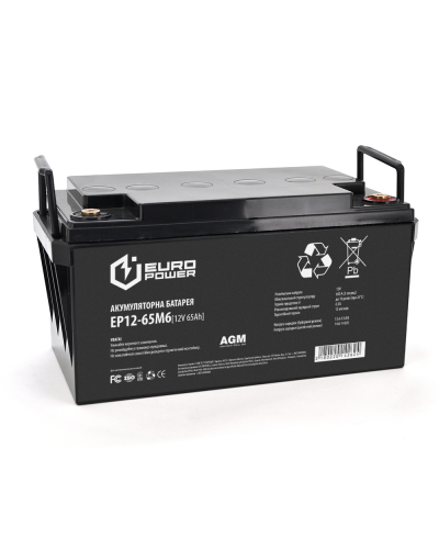 Аккумуляторная батарея EUROPOWER AGM EP12-65M6 12 V 65Ah ( 348 x 168 x 178) Black Q1/48