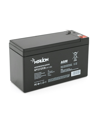 Аккумуляторная батарея MERLION AGM GP1272F2B 12 V 7,2 Ah ( 150 x 65 x 95 (100) ), 1.85 kg Black Q10