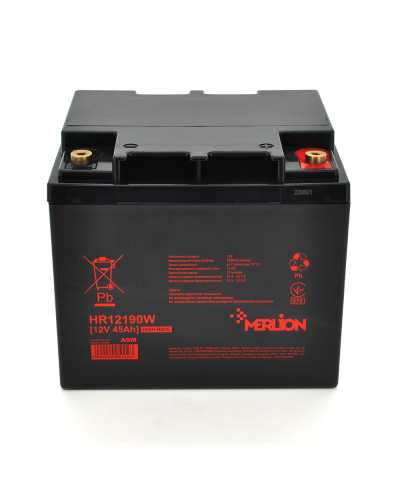 Аккумуляторная батарея MERLION HR12190W, 12V 45Ah ( 196 х 165 х 173 (173) ), 13.45 kg