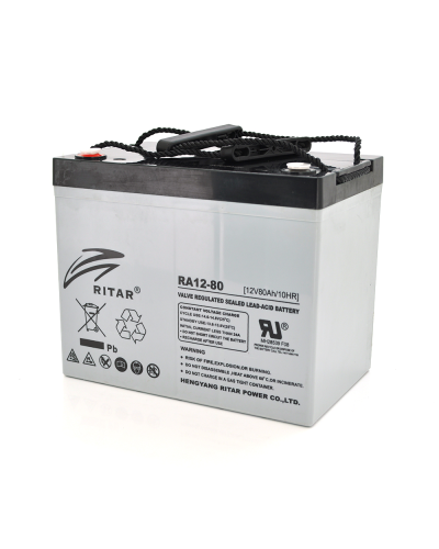 Аккумуляторная батарея AGM RITAR RA12-80, Gray Case, 12V 80.0Ah ( 350 x 167 x 182 ) Q1
